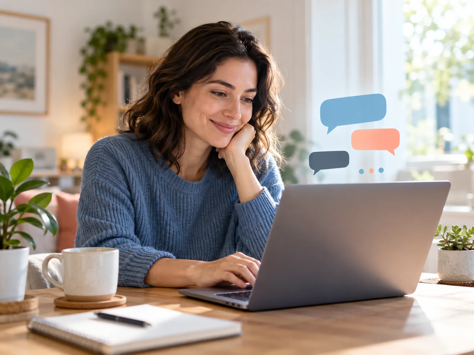 Customer chatting with a helpful assistant on a brand's website.