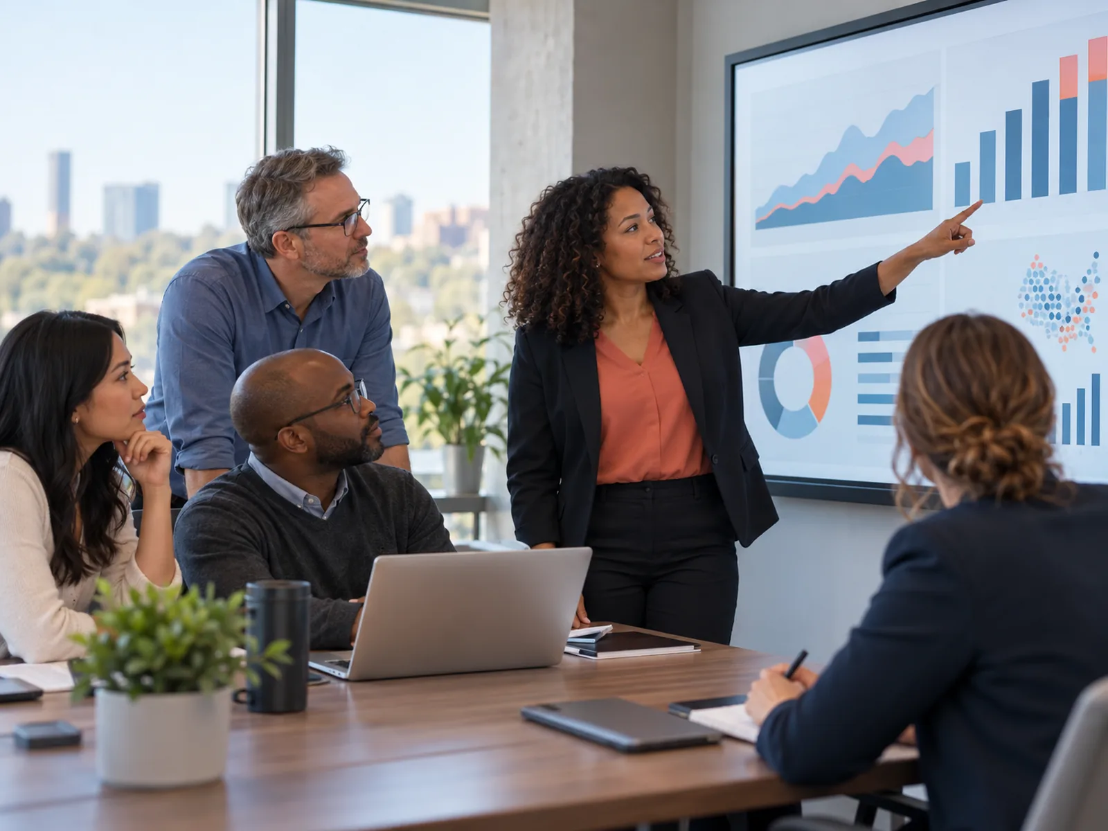 Agency staff and consultants reviewing a visibility dashboard.
