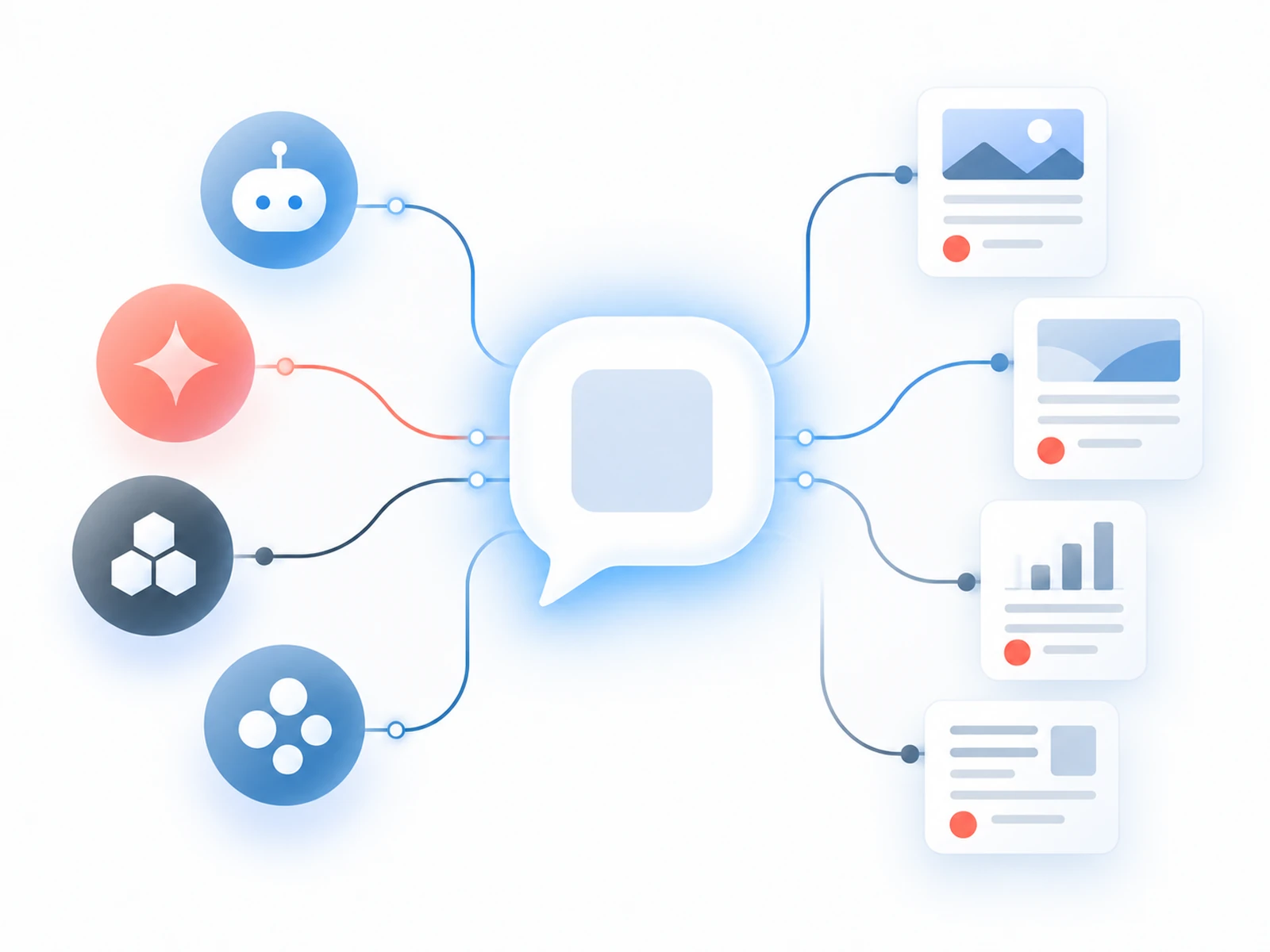 Illustration of AI assistants citing a brand across sources.